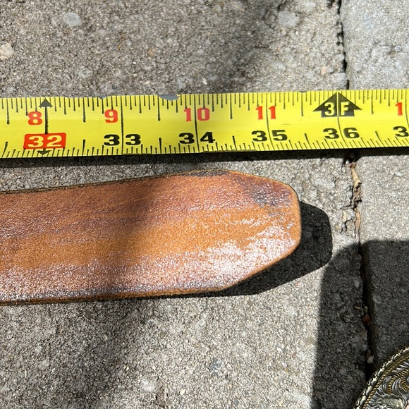 Retro Western style name belt. Brown leather with brass buckle. - Picture 9 of 10